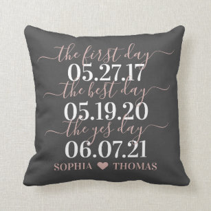 First Day Best Day Yes Day Wedding Date Gift Cushion