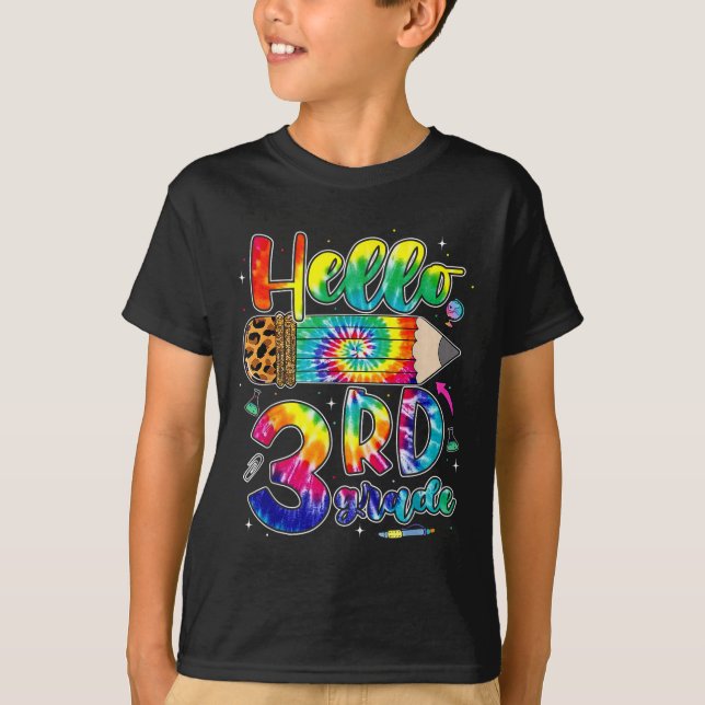 First Day Hello 3rd Grade Back To School Teachers  T-Shirt (Front)