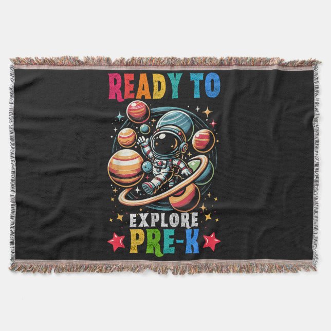 First day Kids Welcome back to School Astronaut Throw Blanket (Front)