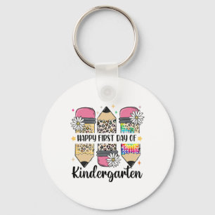 First Day Kindergarten Teacher Leopard Pencil Ck T Key Ring