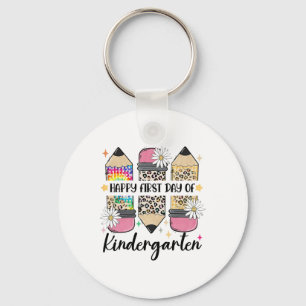 First Day Kindergarten Teacher Leopard Pencil Ck T Key Ring