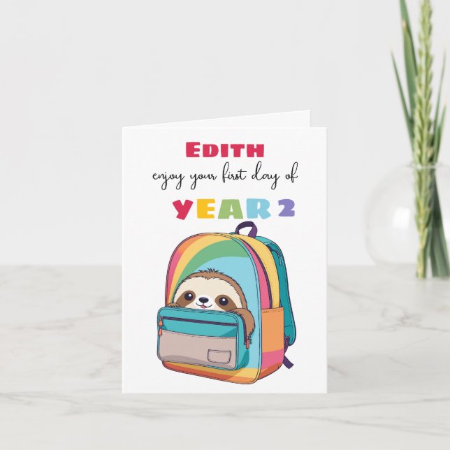 first day new school year Son Daughter cute sloth Card (Front)