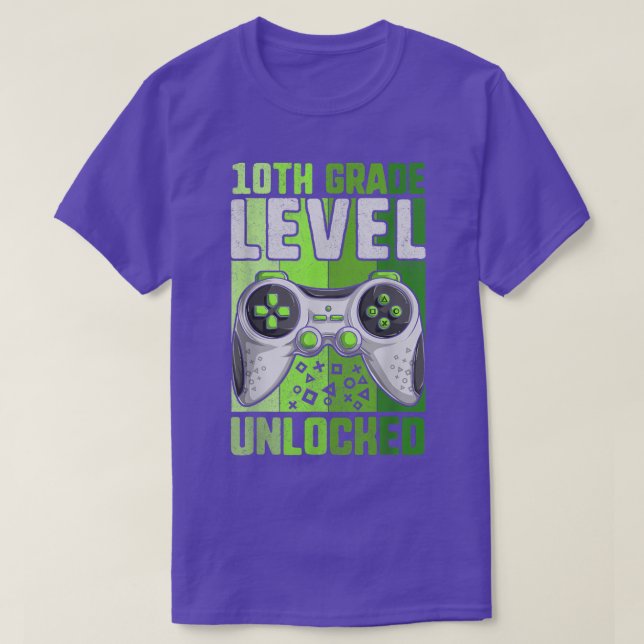 First Day Of 10th Grade Level Unlocked  Boy Video  T-Shirt (Design Front)