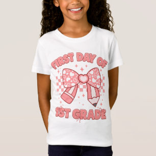 First Day Of 1st Grade Coquette Bow Back To School T-Shirt