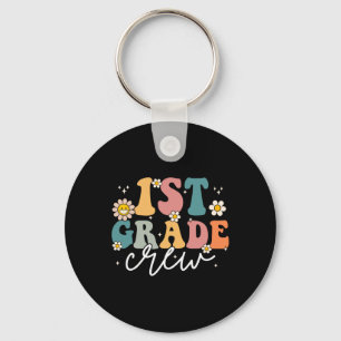 First Day Of 1st Grade Crew Groovy Back To School  Key Ring