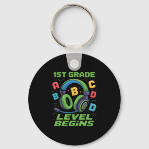 First Day Of 1st Grade Level Begins Shirt Gamer Bo Key Ring