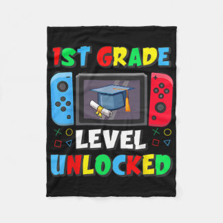 First Day Of 1st Grade Level Unlocked Ck To School Fleece Blanket