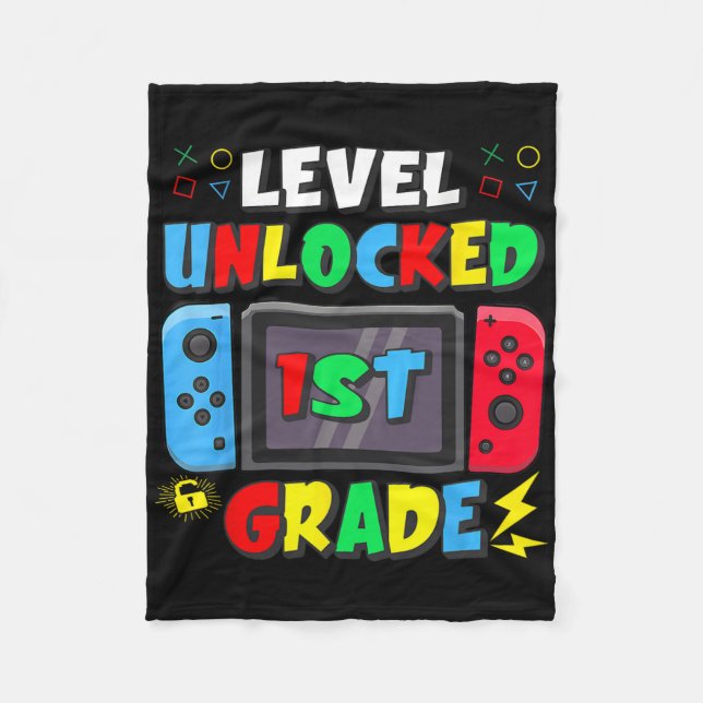First Day Of 1st Grade Level Unlocked Game Ck To S Fleece Blanket (Front)