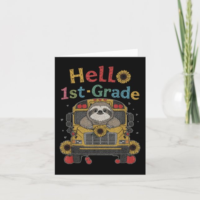 First Day Of 1st Grade Sloth Back To School Kids T Card (Front)
