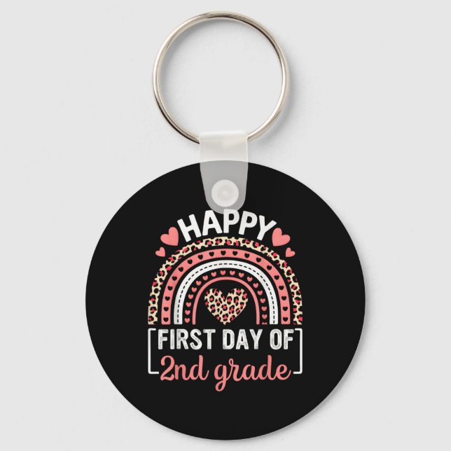 First Day Of 2nd Grade Funny Back To School Leopar Key Ring (Front)