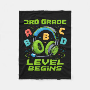 First Day Of 3rd Grade Level Begins Shirt Gamer Bo Fleece Blanket