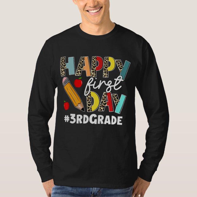 First Day Of 3rd Grade Squad Leopard Back To Schoo T-Shirt (Front)