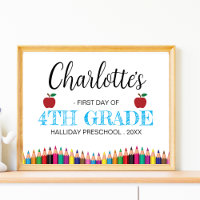First Day of 4th Grade Back to school Editable