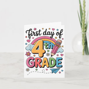First Day Of 4th Grade Back To School Teacher Girl Card