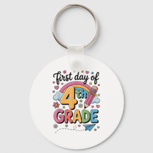 First Day Of 4th Grade Back To School Teacher Girl Key Ring