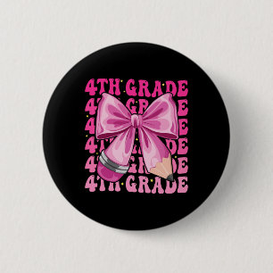 First Day Of 4th Grade Girls Coquette Bow Byck To  6 Cm Round Badge