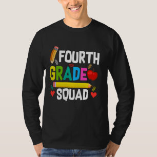 First Day Of 4th Grade Squad Teacher Student Back  T-Shirt
