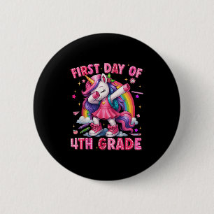 First Day Of 4th Grade Unicorn Back To School Girl 6 Cm Round Badge