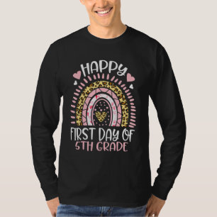 First Day Of 5th Grade Back To School Leopard Rain T-Shirt