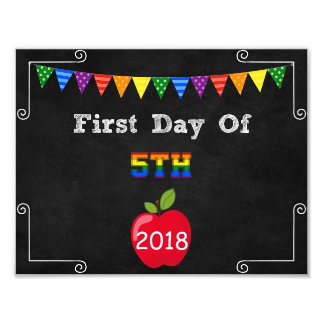 First Day of 5th Grade Editable Sign (Front)