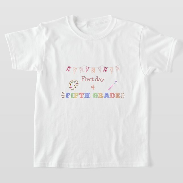 First Day of 5th Grade Shirt Art Theme (Laydown)
