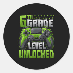 First Day Of 6th Grade Level Unlocked Back To Scho Classic Round Sticker