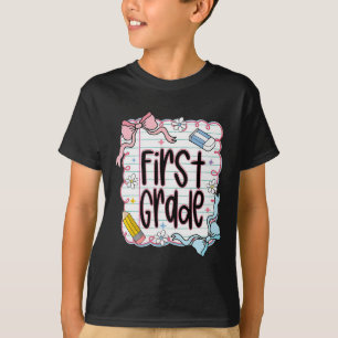 First Day Of First Grade Coquette Bow For Teacher T-Shirt