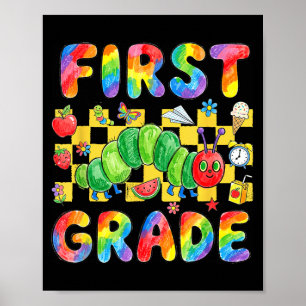 First day of first grade teacher girls kids 1st poster