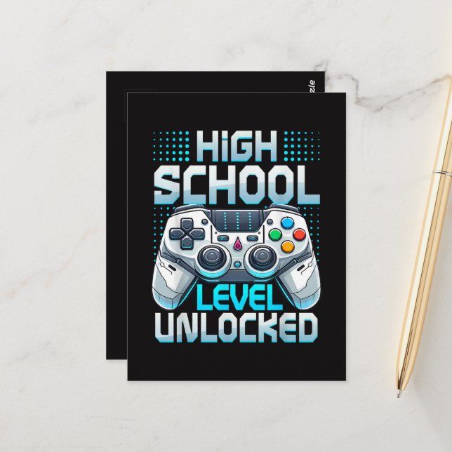 First Day of High School Level Unlocked  Postcard (Front/Back In Situ)