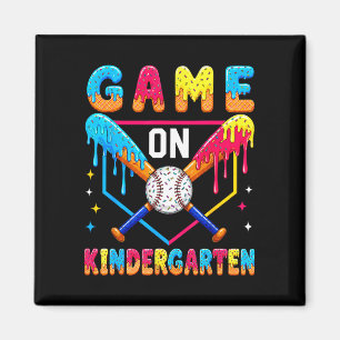 First day of kindergarten baseball drip for boys magnet