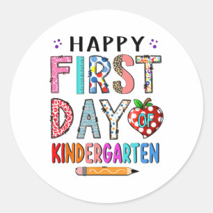 First Day Of Kindergarten Ck To School Teacher Boy Classic Round Sticker