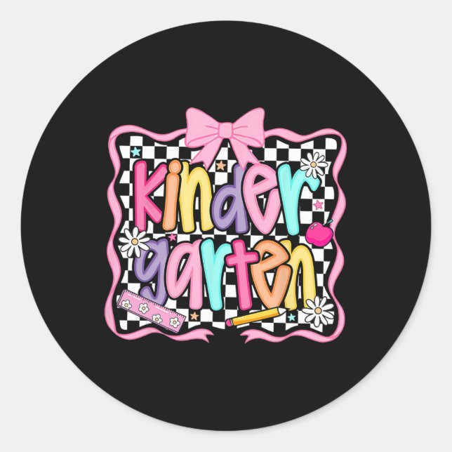 First Day Of Kindergarten Floral Bundle For Teache Classic Round Sticker (Front)