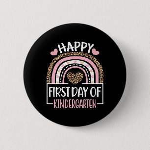 First Day of Kindergarten Fun Back To School Leopa 6 Cm Round Badge