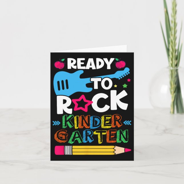 First Day Of Kindergarten Ready To Rock Kindergart Card (Front)