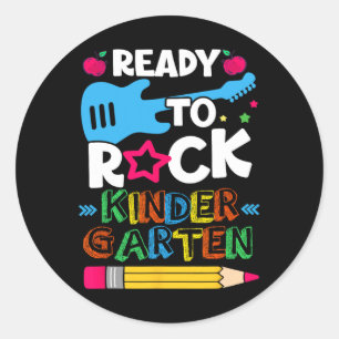 First Day Of Kindergarten Ready To Rock Kindergart Classic Round Sticker