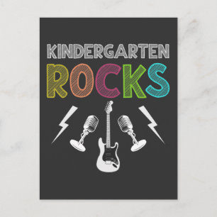 First Day of Kindergarten Rocks Guitar Lover Kid Postcard
