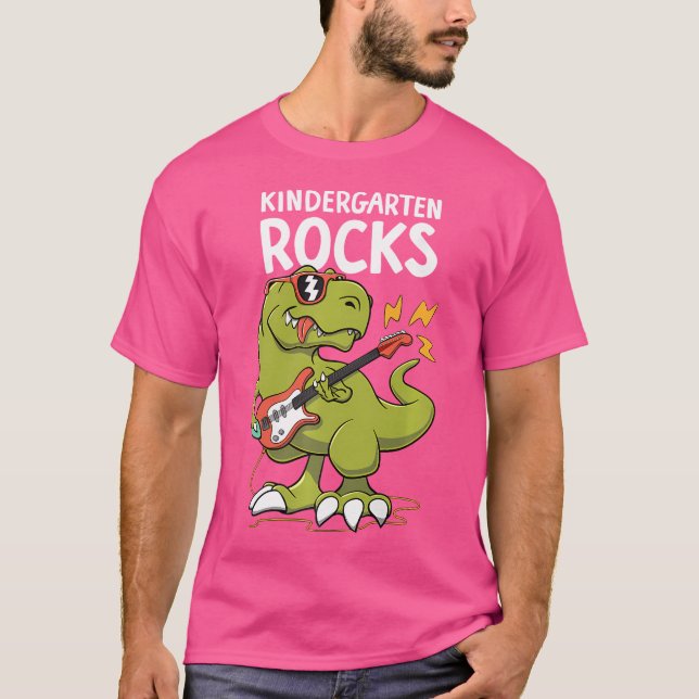 First Day Of Kindergarten Rocks T-Rex Boy T-Shirt (Front)