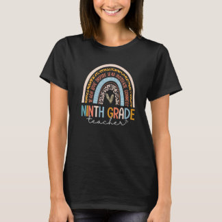 First Day Of Ninth Grade Rainbow Teacher Kids Retr T-Shirt
