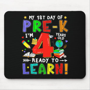 First Day Of Pre-k 4 Years Old Ready To Learn Boy  Mouse Pad