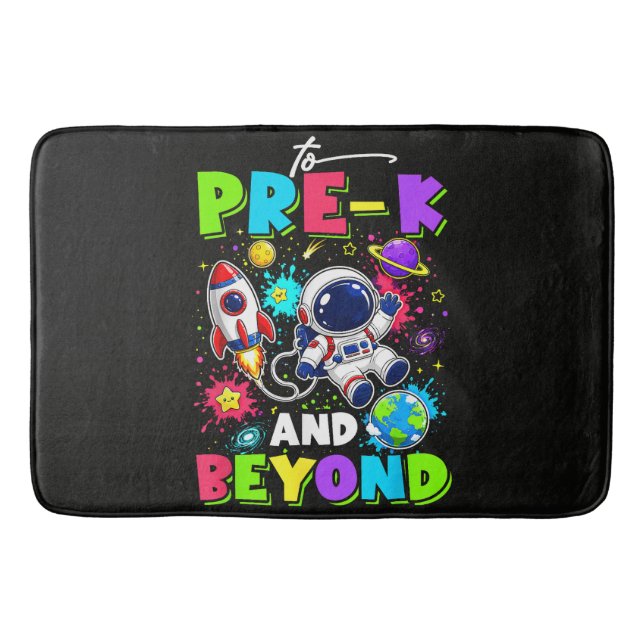 First Day of Pre-K Astronaut Space Back to School Bath Mat (Front)