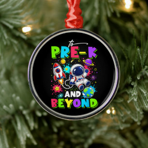 First Day of Pre-K Astronaut Space Back to School Metal Tree Decoration