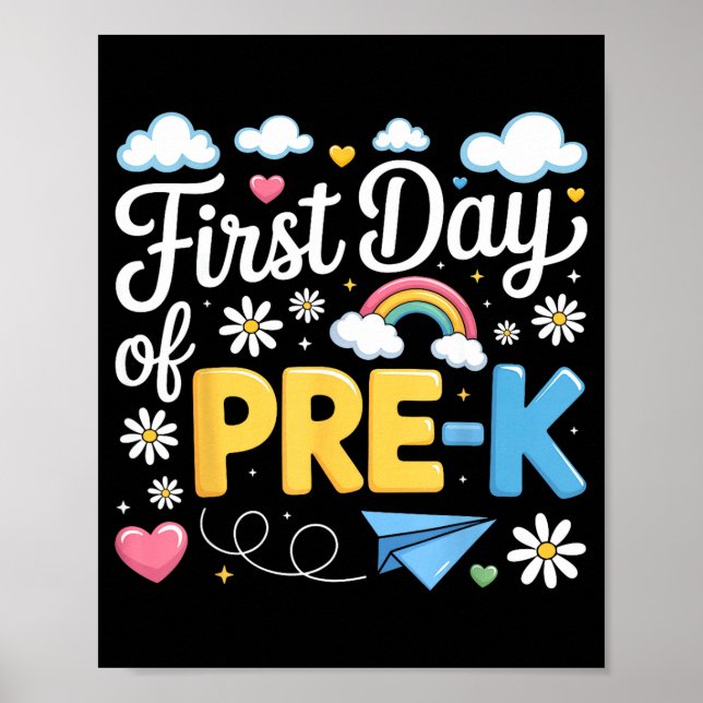 First day of pre-k back to school pre-kindergarten poster (Front)