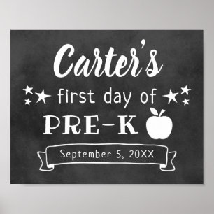 First Day of Pre-K Custom Black Chalkboard Sign
