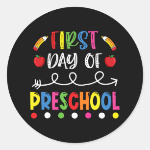 First Day Of Preschool Byck To School Teacher Stud Classic Round Sticker