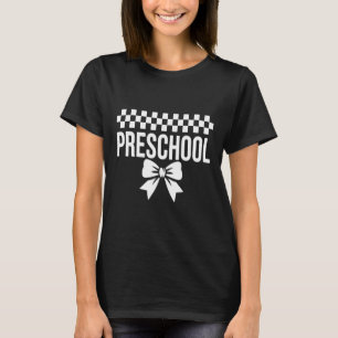 First Day Of Preschool Preppy Coquette Bow Girl T-Shirt