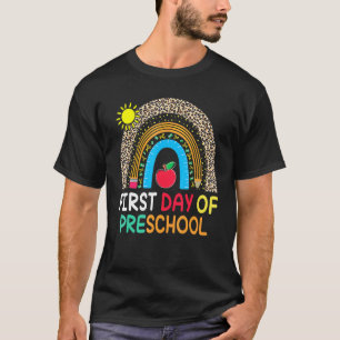 First Day Of Preschool Rainbow Teacher Hello Presc T-Shirt