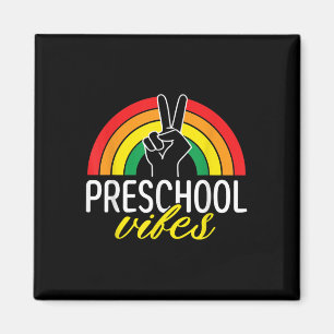 First Day Of Preschool Vibes Back To School Rainbo Magnet