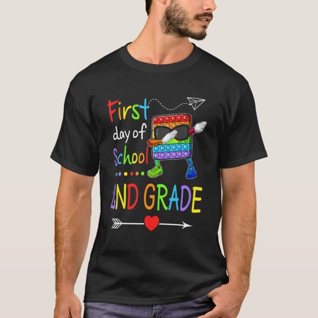 First Day Of School 2nd Grade Graphic Dabbing Pop  T-Shirt (Front)