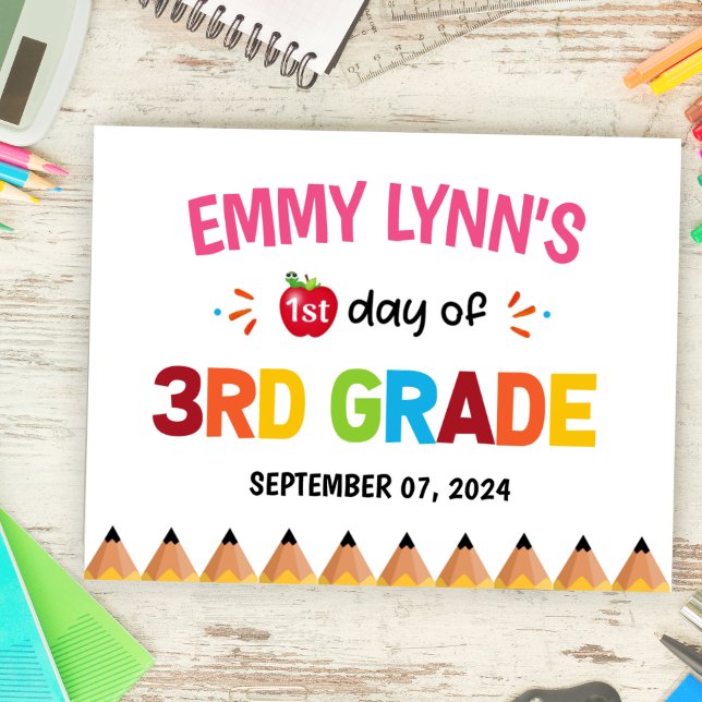 First Day Of School 3rd Grade Poster (First Day Of School 3rd Grade Poster-Girl)