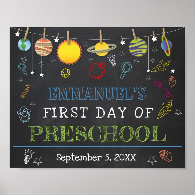 First Day of School ANY GRADE Chalkboard Sign (Front)